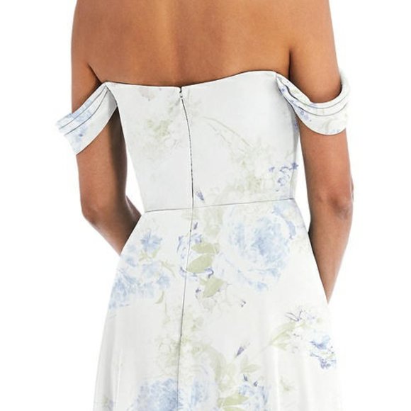 Off-the-Shoulder Draped Neckline Maxi Dress....TH065...Bleu Garden....Size 10 - Picture 3 of 9